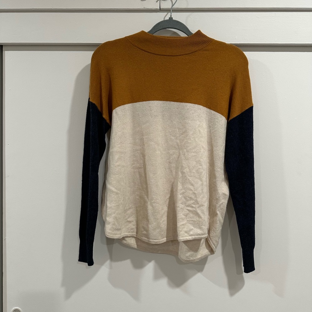 Madewell Colorblock Ashbury Mock Neck Sweater